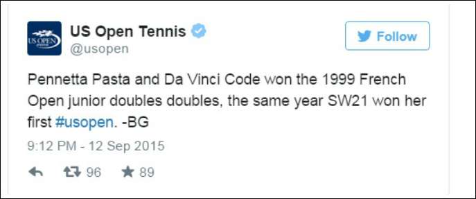Copertina di Us Open su Twitter: “Pennetta Pasta e Vinci Code”. L’ironia del giornalista fa discutere in rete