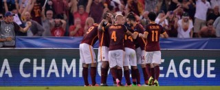 Copertina di Roma-Barcellona 1-1: i giallorossi vanno sotto, poi un gol di Florenzi da centrocampo blocca i campioni d’Europa