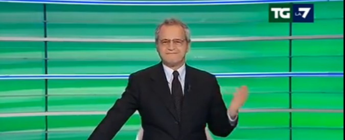 Si inceppa la sigla del Tg La7, l’ironia di Mentana: “Cosa non farebbe Crozza per un inizio così”