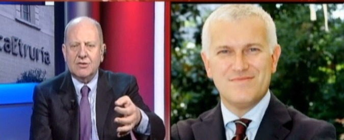 Copertina di Belpietro vs Rondolino: “Conflitto interessi? Tua moglie regista della Leopolda”. “Servo sciocco di Berlusconi”