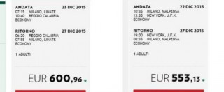 Copertina di Alitalia, Milano-Reggio Calabria più costoso di Milano-NY. Rivolta Twitter: “Voi mette er traffico de fòrisede?”