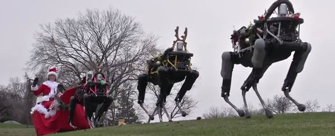 Copertina di Natale, tutto diventa tecnologico: la slitta di Babbo Natale trainata dai cani robot