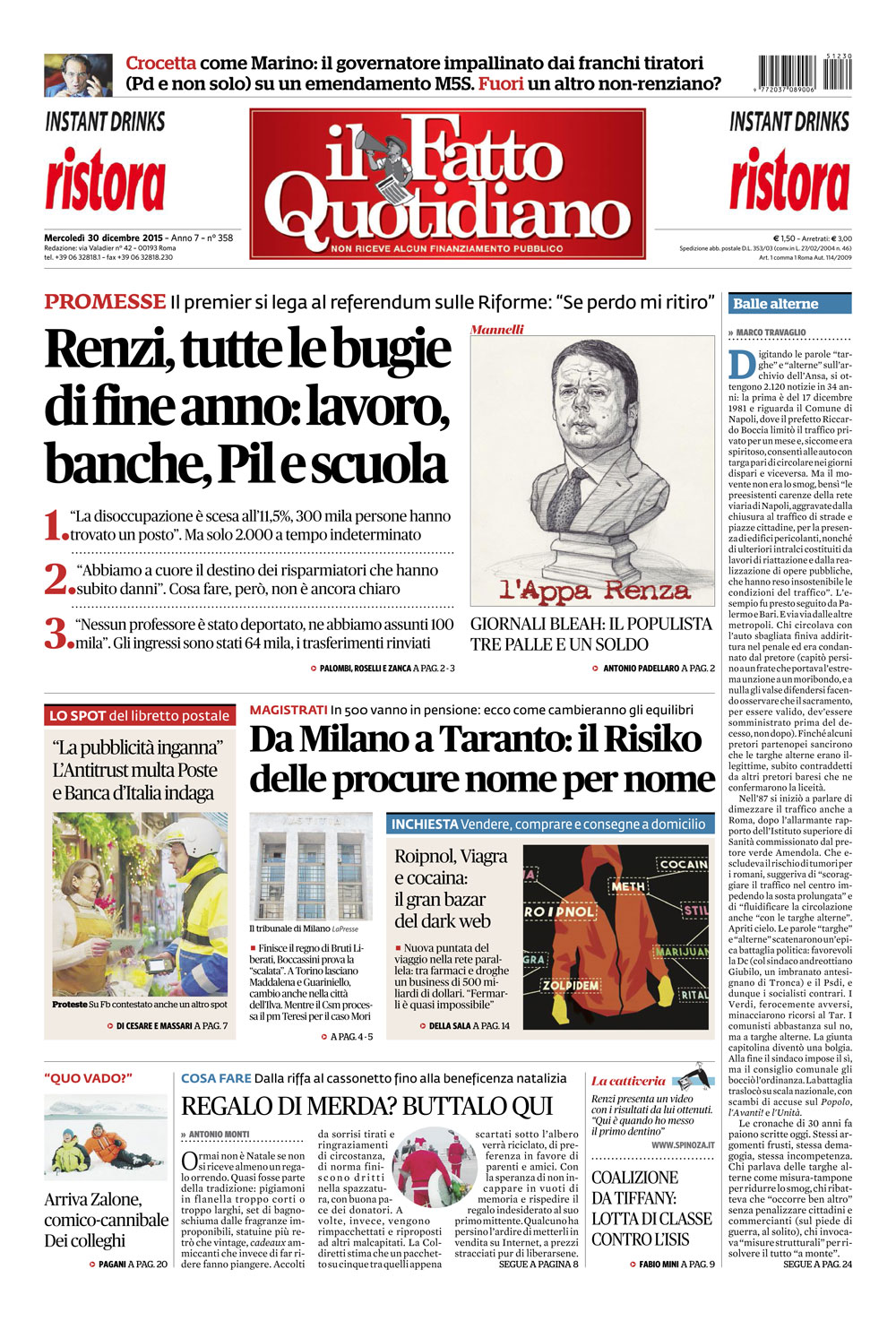 Renzi, tutte le bugie di fine anno: lavoro, banche, Pil e scuola