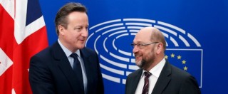 Copertina di Brexit, Schulz avverte Cameron: “Accordo Londra-Bruxelles valido solo con ok del Parlamento Ue”
