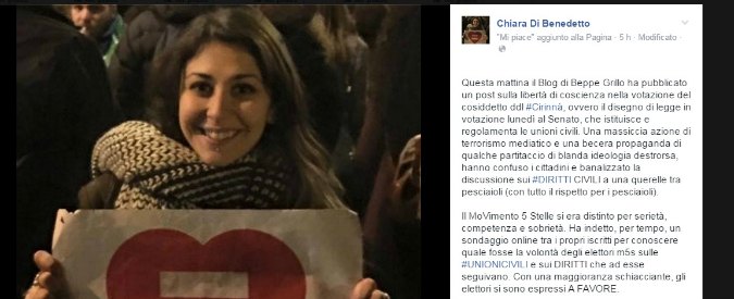 Copertina di Unioni civili, dibattito nel M5s: gli eletti lanciano #iovotosì. Di Benedetto: “Abbiamo illuso e offeso le persone”