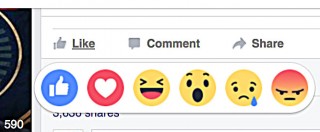 Copertina di Facebook Reactions, da oggi non solo “mi piace”: gli emoticon per esprimere amore tristezza o rabbia