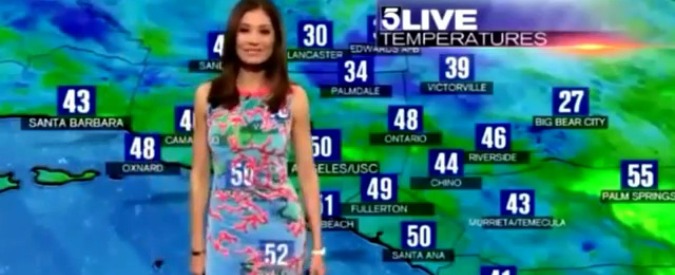 Meteorologa come Felice Caccamo: l’effetto trasparenza del vestito è una comica