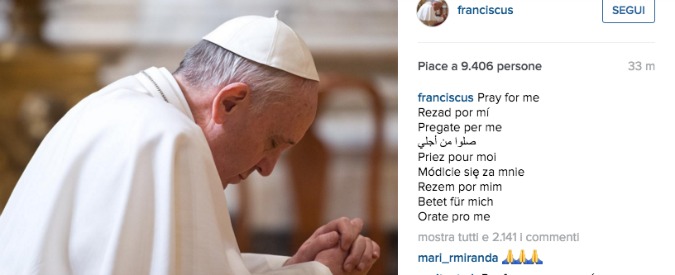 Papa Francesco diventa più social: dopo Twitter e Telegram, Bergoglio sbarca su Instagram
