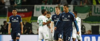 Copertina di Champions League, Real Madrid perde 2-0 a Wolfsburg. Pari Psg-Manchester City con show di Ibrahimovic – Video