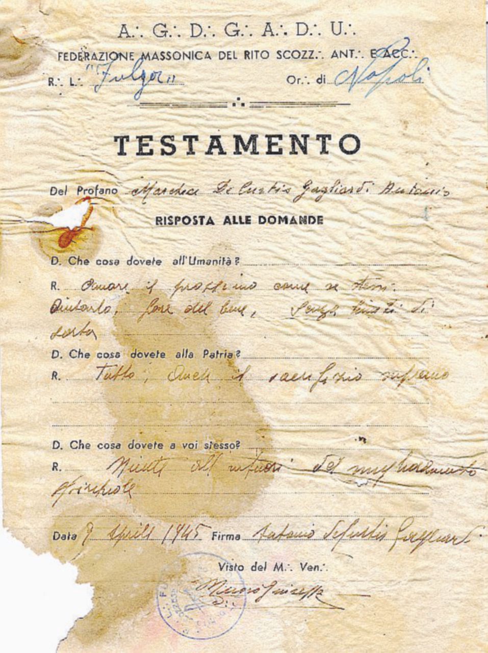 Copertina di La Livella, testamento di Totò massone