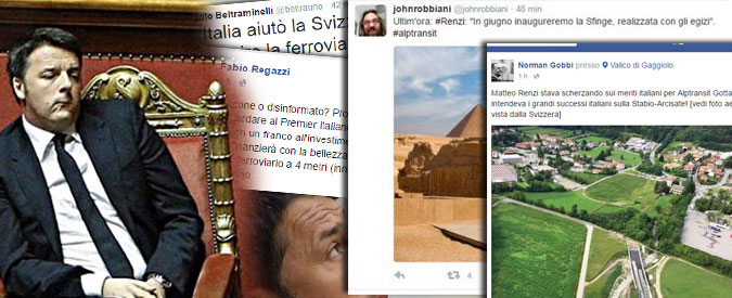 Copertina di Renzi, gaffe internazionale: “Stiamo per inaugurare il tunnel del Gottardo”. Che è totalmente in Svizzera. L’ironia social e le reazioni istituzionali elvetiche