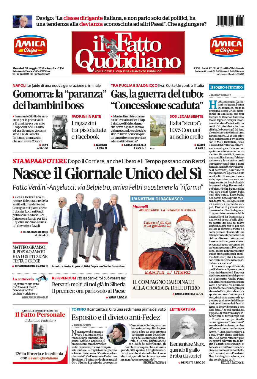 Nasce il Giornale Unico del Sì