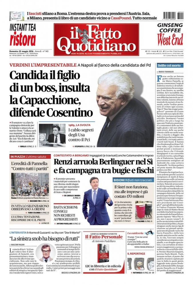 Copertina di domenica 22 maggio 2016