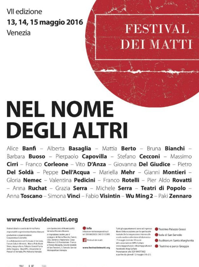 Festival dei matti Venezia, dal 13 al 15 maggio: “Dobbiamo confrontarci con la follia, condizione umana che riguarda tutti noi”