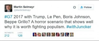 M5s, polemica per il tweet del braccio destro di Juncker: “G7 con Trump, Le Pen, Johnson e Grillo? Scenario da horror”