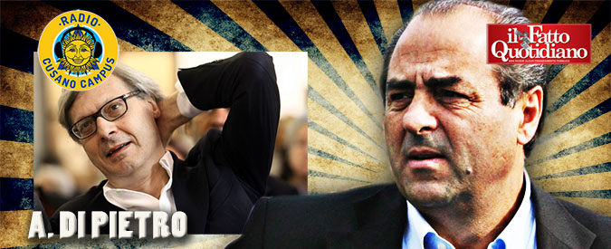 Copertina di Di Pietro: “Sgarbi? Mi deve centinaia di migliaia di euro, ma non paga perché dice di essere nullatenente”