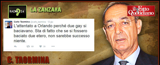 Copertina di Orlando, l’omofobico Taormina: ‘Con bacio di due etero, la strage non sarebbe successa’