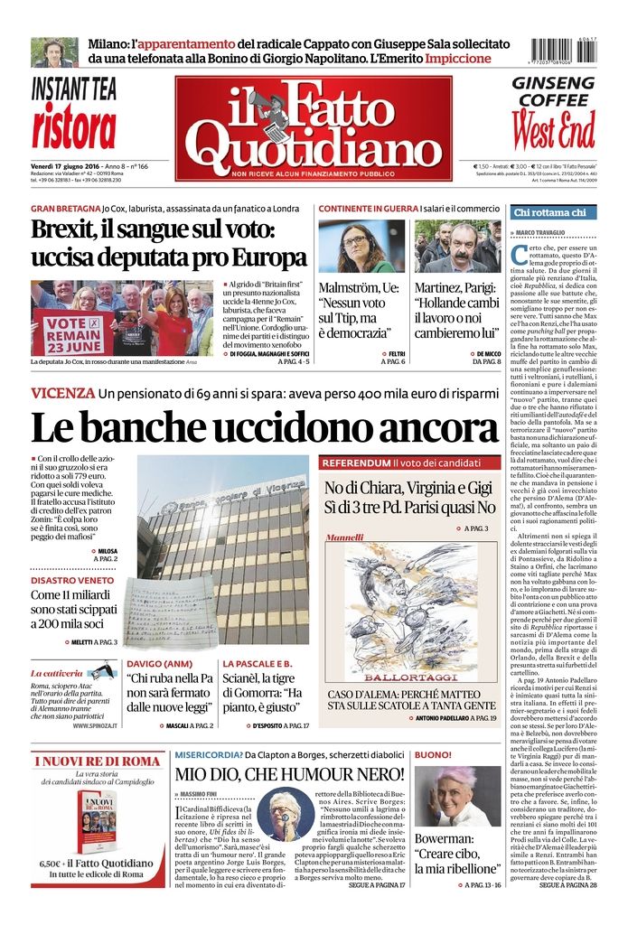 Venerdì 17 giugno 2016 - il fatto quotidiano