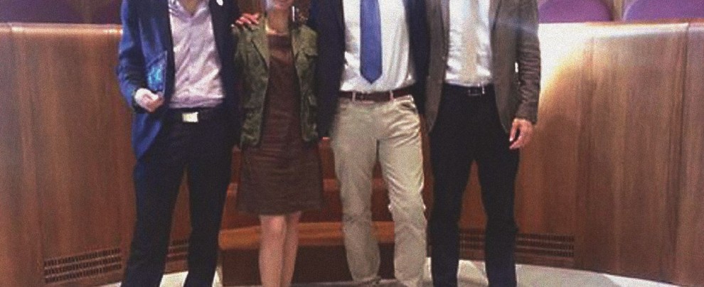 2013 - Raggi con Enrico Stefano, Marcello De Vito e Daniele Frongia - Ansa Virginia Raggi, i dossier e le accuse a De Vito. La lotta interna per conquistare la candidatura a Roma