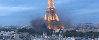 Copertina di Portogallo-Francia, disordini sotto la Tour Eiffel. Polizia disperde folla con lacrimogeni