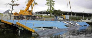 Copertina di Olimpiadi Rio 2016, la rampa di accesso alle gare di vela distrutta dal maltempo a Marina della Gloria – foto