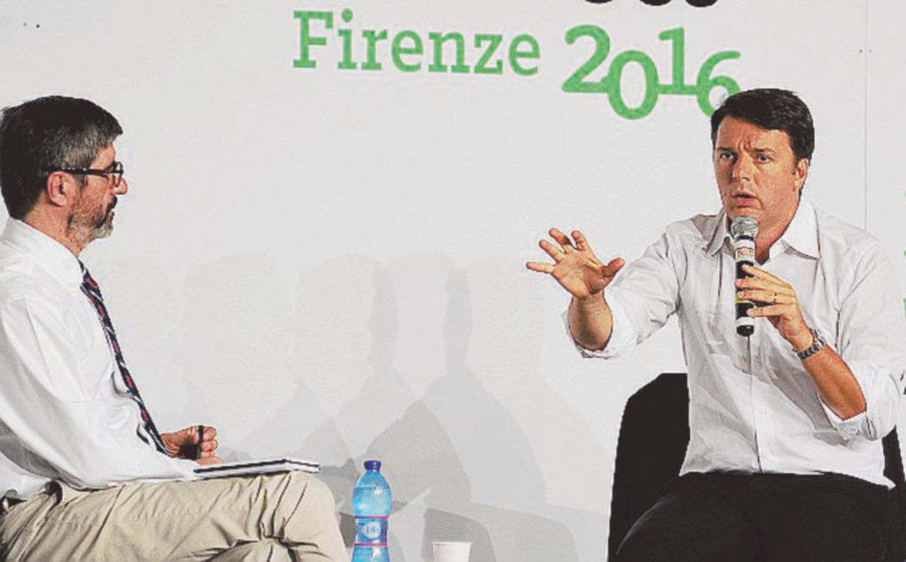 “Caro direttore” - Riotta intervista Renzi alla festa dell’Unità di Firenze - LaPresse Uno scomodo Riotta: “Caro Matteo come va?”