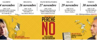Copertina di PERCHÉ NO, lo spettacolo di Marco Travaglio sul referendum costituzionale. Le date del tour