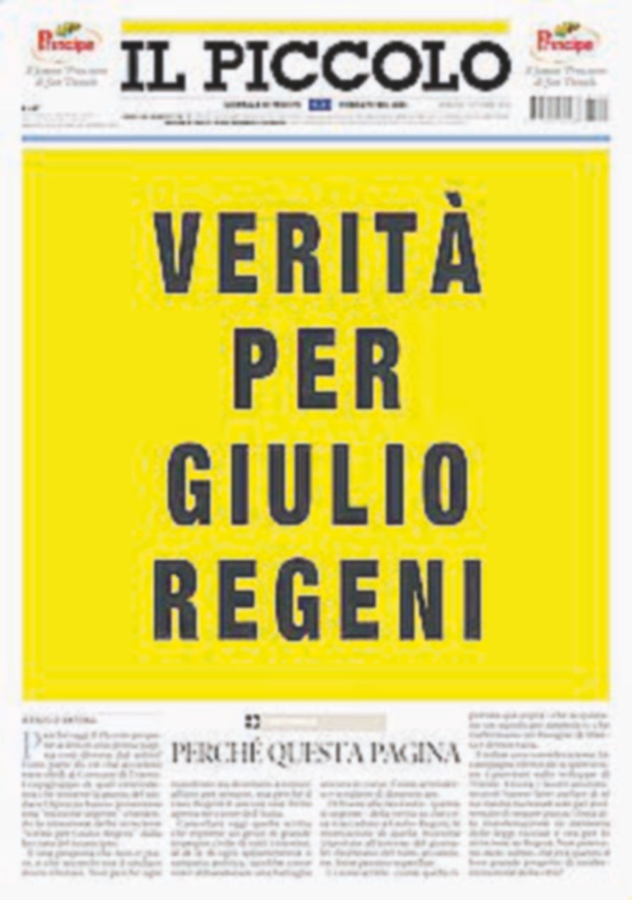 Trieste, sindaco rimuove striscione “Verità per Giulio”