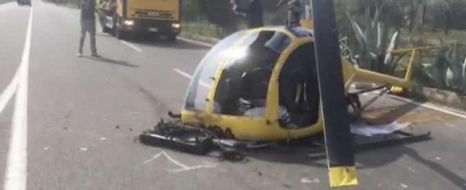 Copertina di Elicottero cade su una strada nel cagliaritano e urta una macchina, ferito il pilota