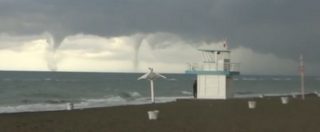 Copertina di Tromba d’aria a Ostia, le immagini del litorale romano. Poi vento, temporali e danni