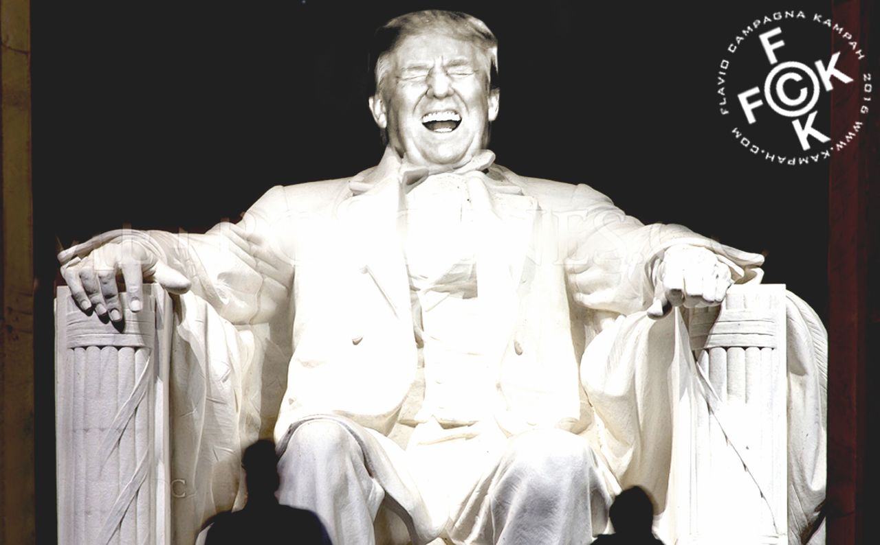 Donald Trump visto dall’illustratore Kampah Sondaggi: senza precedenti, impossibile fare previsioni