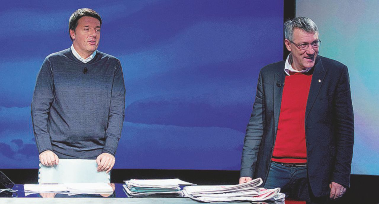 Matteo Renzi e Maurizio Landini a In 1/2 ora - Ansa Renzi in piena crisi punta sull’antipolitica: “Chi vota No è un difensore della Casta”