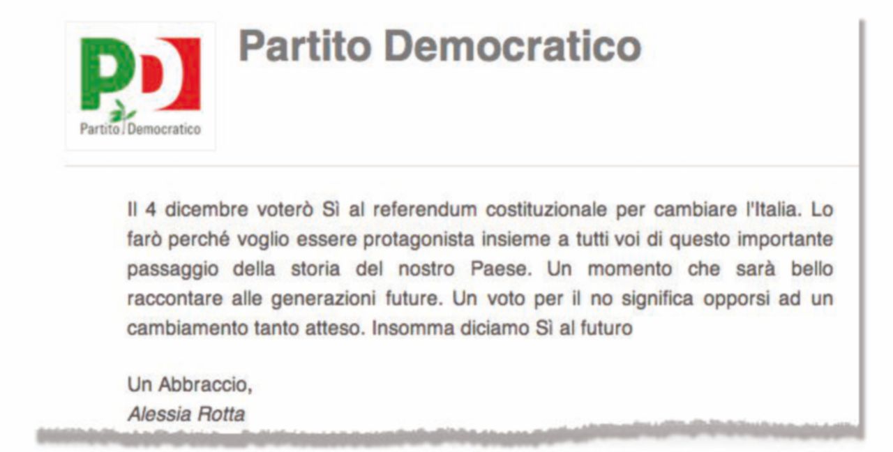 Un abbraccio - Così si chiude la lettera di Alessia Rotta I grafomani renziani e il dubbio Privacy