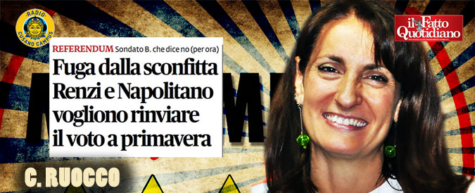 Copertina di Referendum, Ruocco (M5s): “Renzi vuole rinviarlo. Accordo tra lui e Berlusconi? Patto del Nazareno non è mai finito”