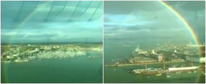 Copertina di Raro arcobaleno a 360°, lo spettacolo dalla Emirates Spinnaker Tower in Gran Bretagna