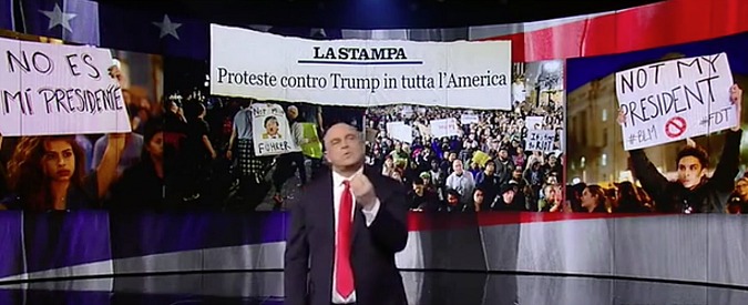 Copertina di Trump, il monologo di Crozza: “Il mondo lo prendeva per il culo mentre lui si prendeva il mondo”