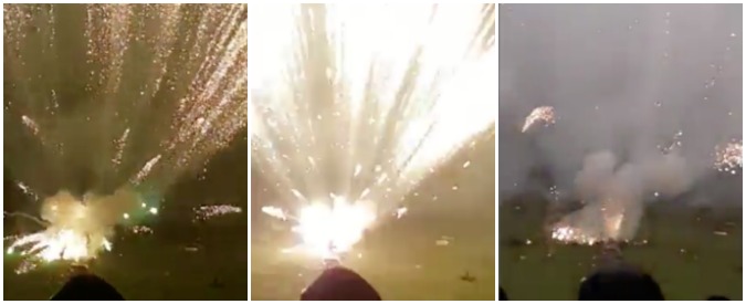 Copertina di L’incidente in diretta durante lo spettacolo pirotecnico. Il fuoco d’artificio gli esplode in faccia