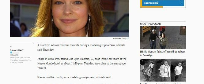 Lisa Lynn Masters, trovata morta in una stanza d’albergo l’attrice di Gossip Girl