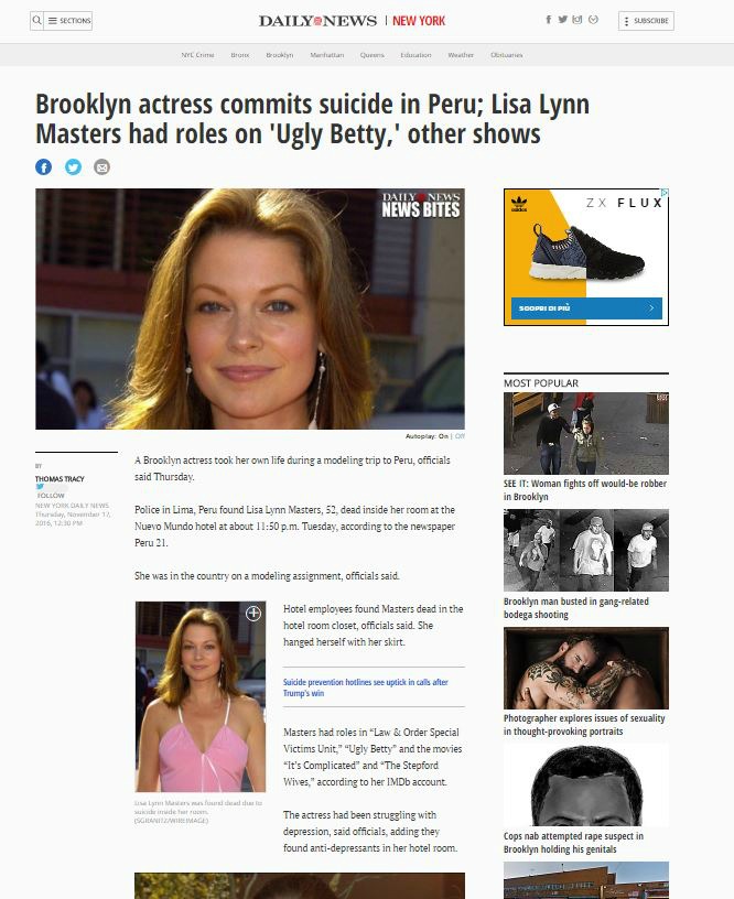 Lisa Lynn Masters, trovata morta in una stanza d’albergo l’attrice di Gossip Girl