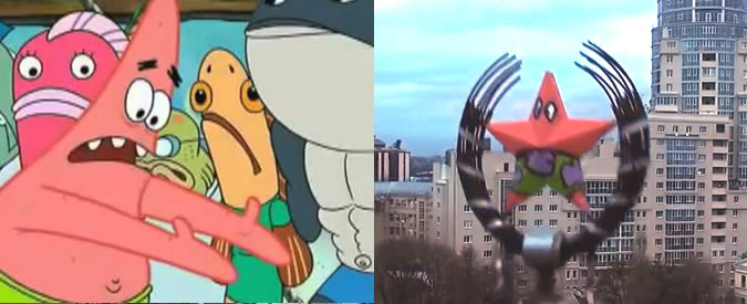 Copertina di Russia, vandalismo o arte di strada? La stella rossa diventa Patrick di Sponge Bob