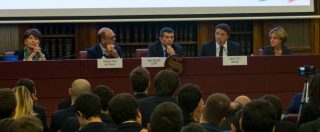 Senato, nella sala Koch seminario alfaniano sul referendum. Ospiti Renzi e Lupi. La polemica: “E’ grancassa del Sì”