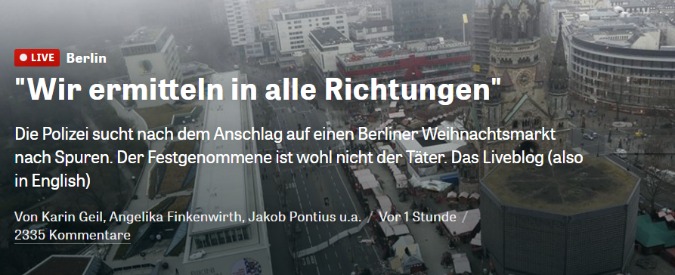Attentato Berlino, né aggettivi né titoli urlati: sui siti tedeschi solo fatti