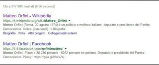 Copertina di “Matteo Orfini politico e mafioso italiano”: la modifica di Wikipedia (poi rimossa) che compare su Google
