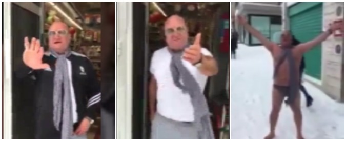 Copertina di Altamura come la Scandinavia: tutti nudi nella neve (con dedica a Celentano). Un video spassoso lancia la moda