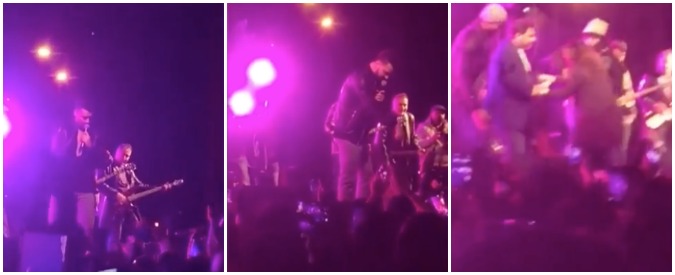 Copertina di Molestata durante il concerto. Il cantante ferma la band, salva la ragazza e la fa salire sul palco
