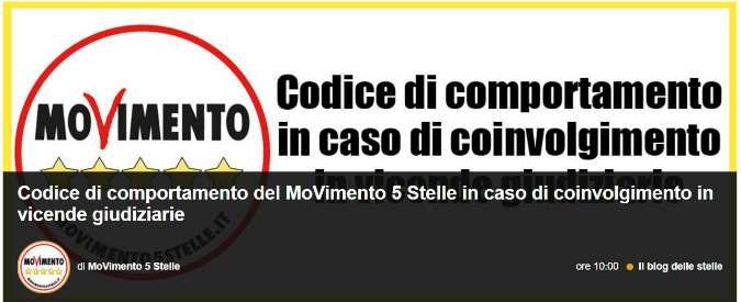 M5s, sul blog il codice per le vicende giudiziarie: “L’avviso di garanzia non implica gravità”