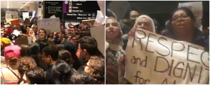 Copertina di Proteste anti-Trump, negli aeroporti Usa l’America che resiste: “Immigrati benvenuti”