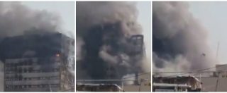 Copertina di Teheran, Vigili travolti da crollo grattacielo in fiamme: 30 morti. Tragedia in diretta Tv