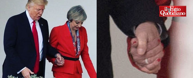 Copertina di Usa, Donald Trump e Theresa May si tengono la mano. E il video diventa virale