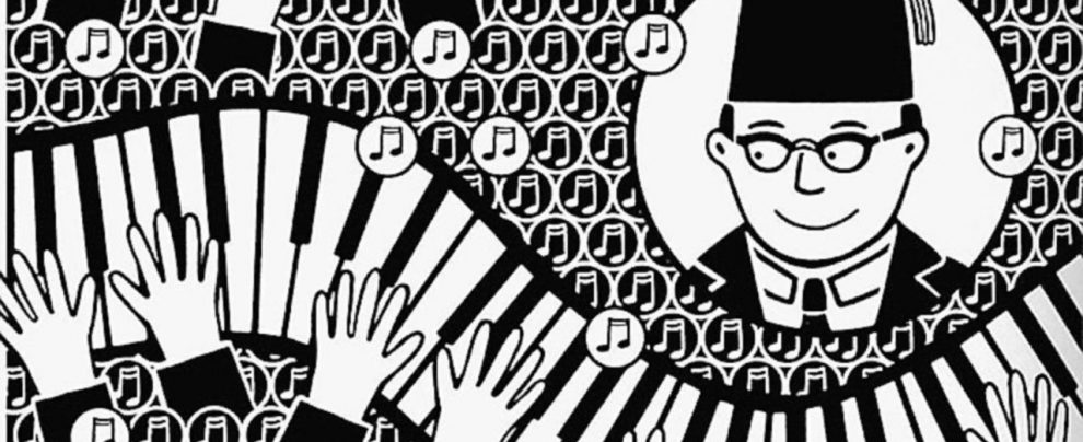 Melodie orientali sulla tastiera in bianco e nero di un graphic novel tra due mondi Melodie orientali sulla tastiera in bianco e nero di un graphic novel tra due mondi